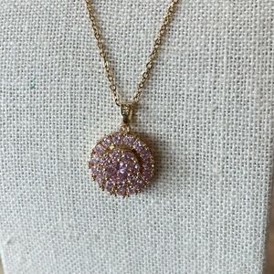 Spinning Necklace Pink Stones Gold Plated